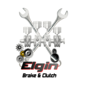 Elgin Brake and Clutch business logo, crankshaft,gears with wrench's crossing each other